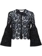 Carolina Herrera Grosgrain Detail Jacket, Women's, Size: 2, Black, Cotton/viscose/nylon