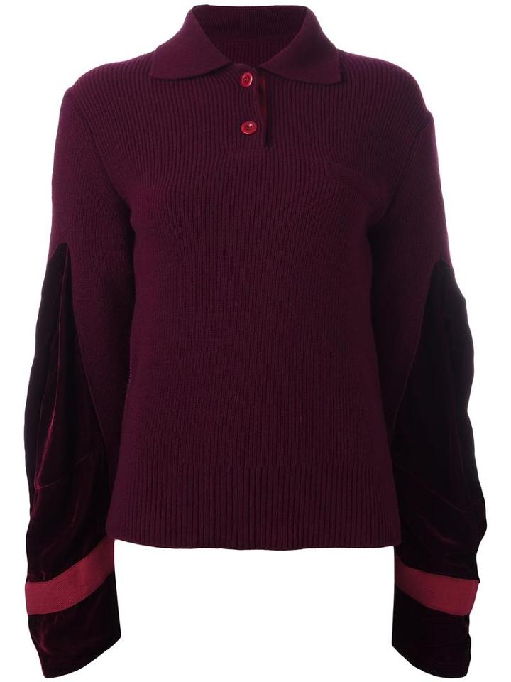 Sacai Velvet Insert Jumper, Women's, Size: 2, Pink/purple, Wool/rayon/cupro
