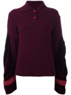 Sacai Velvet Insert Jumper, Women's, Size: 2, Pink/purple, Wool/rayon/cupro