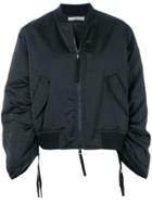 Vince Zip Up Satin Bomber Jacket - Black