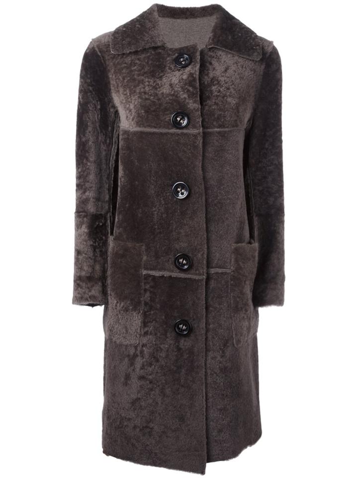 Sylvie Schimmel Lamb Fur Midi Coat - Brown