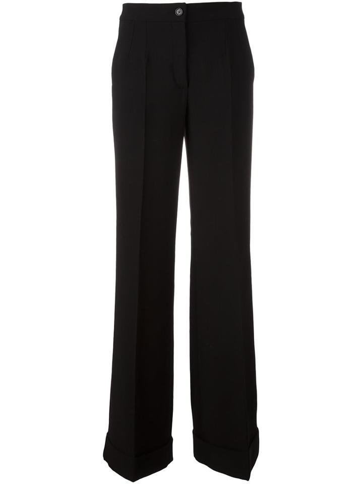 Dolce & Gabbana Palazzo Pants, Women's, Size: 42, Black, Spandex/elastane/virgin Wool