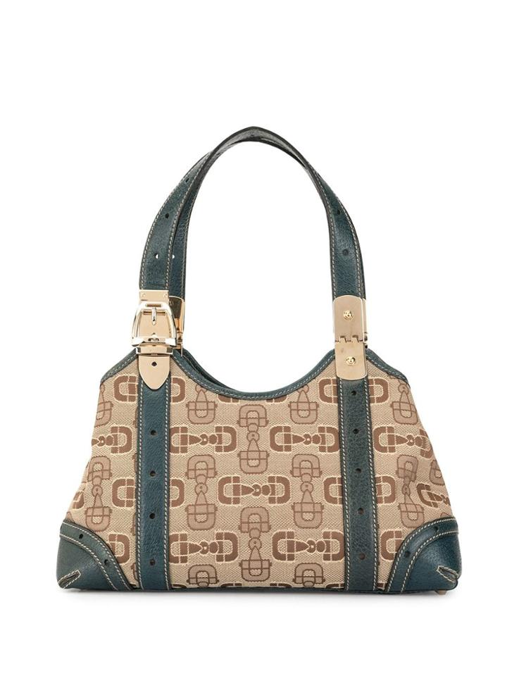 Gucci Vintage Horsebit Jacquard Shoulder Bag - Brown