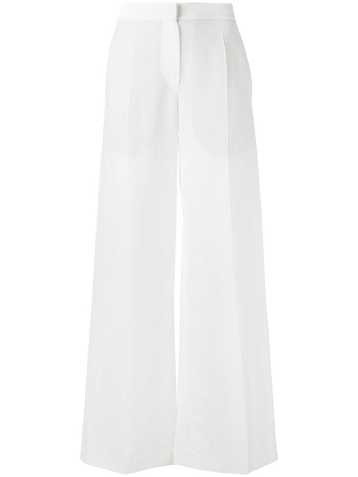 Brunello Cucinelli - Pleat Detail Palazzo Trousers - Women - Linen/flax/polyester/acetate/viscose - 38, Women's, White, Linen/flax/polyester/acetate/viscose