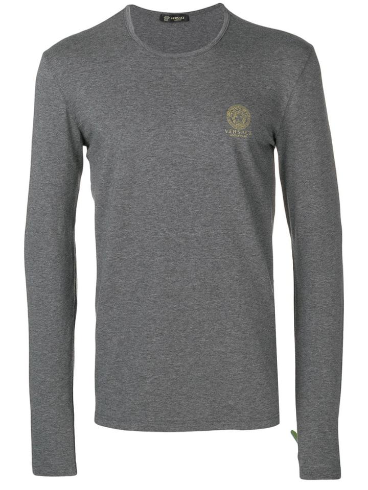 Versace Logo Printed T-shirt - Grey