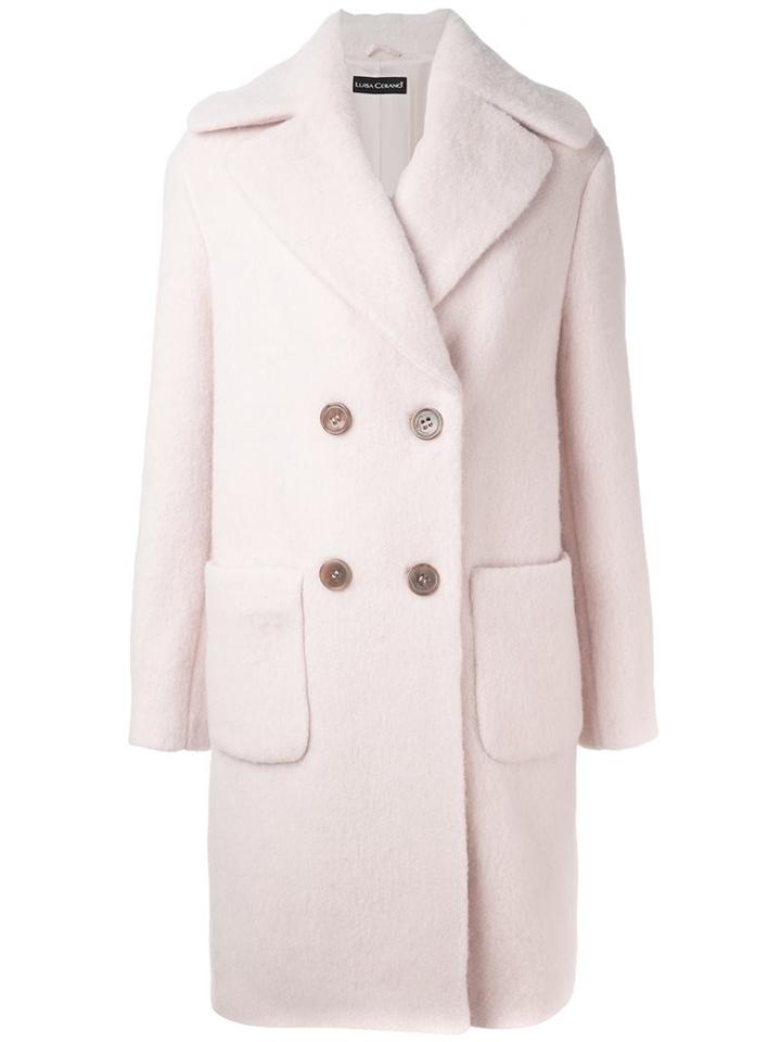 Luisa Cerano Double Breasted Coat, Women's, Size: 42, Pink/purple, Polyamide/polyester/viscose/virgin Wool