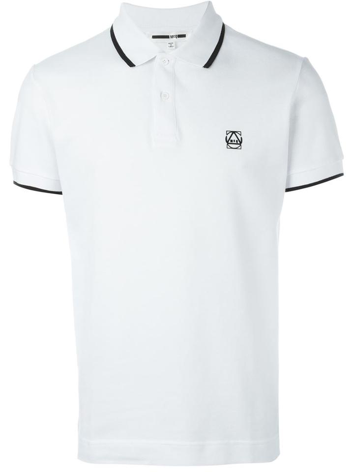 Mcq Alexander Mcqueen Piped Collar Polo Shirt, Men's, Size: L, White, Cotton/polyester