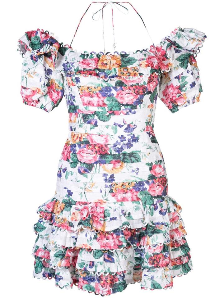 Zimmermann Floral Off The Shoulder Dress - White