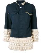 History Repeats - Pom Pom Panel Jacket - Women - Cotton/spandex/elastane - 42, Women's, Blue, Cotton/spandex/elastane