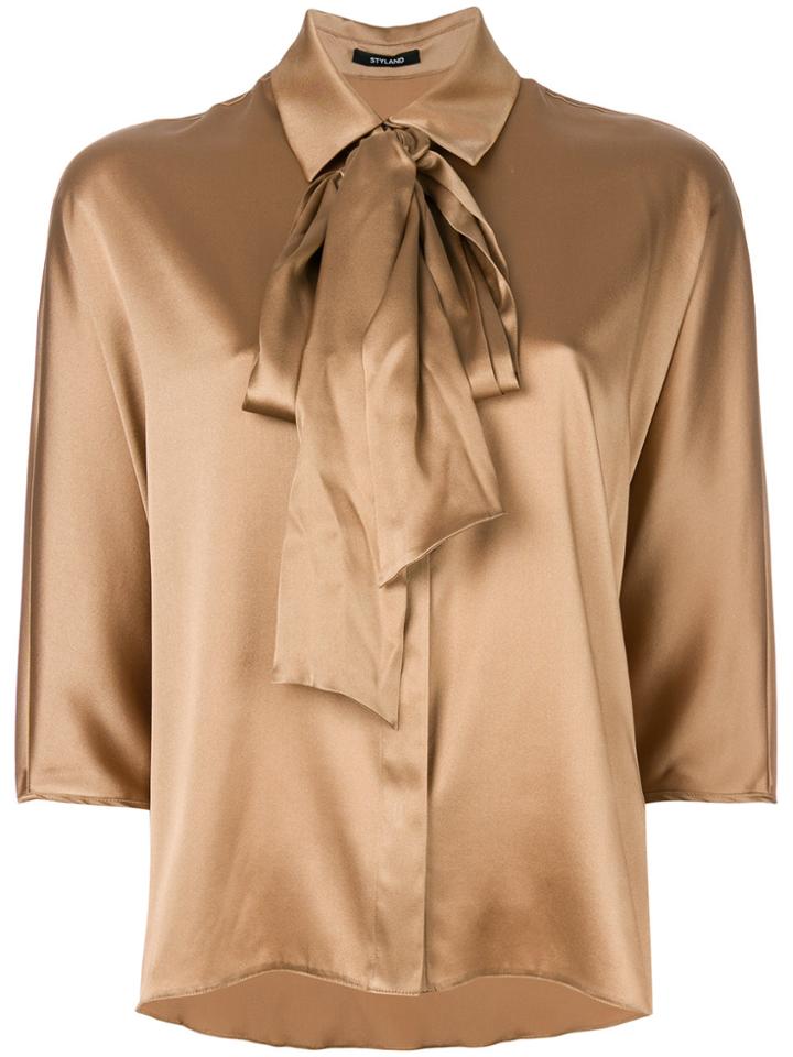 Styland Tie-neck Blouse - Metallic