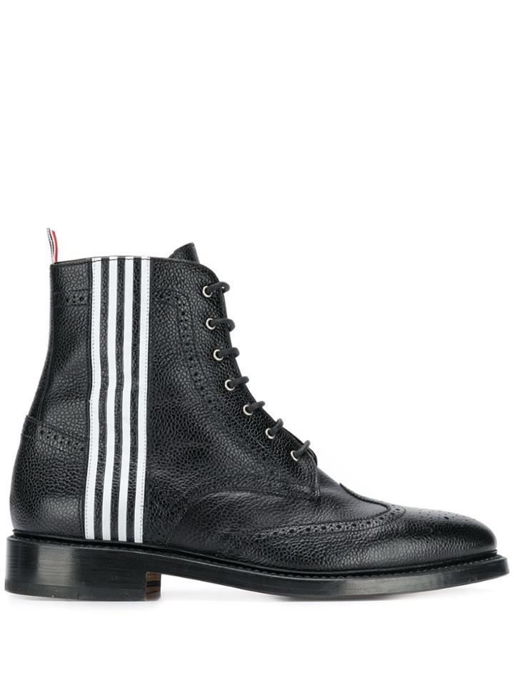 Thom Browne Contrast 4-bar Emboss Wingtip Boot - 001 Black