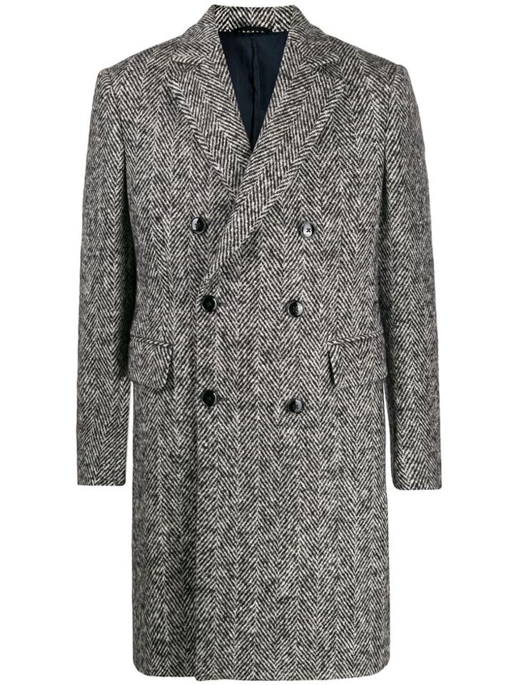 Mp Massimo Piombo Herringbone Buttoned Coat - White