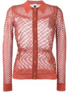 M Missoni Crochet Collared Cardigan, Women's, Size: 40, Yellow/orange, Polyamide/polyester