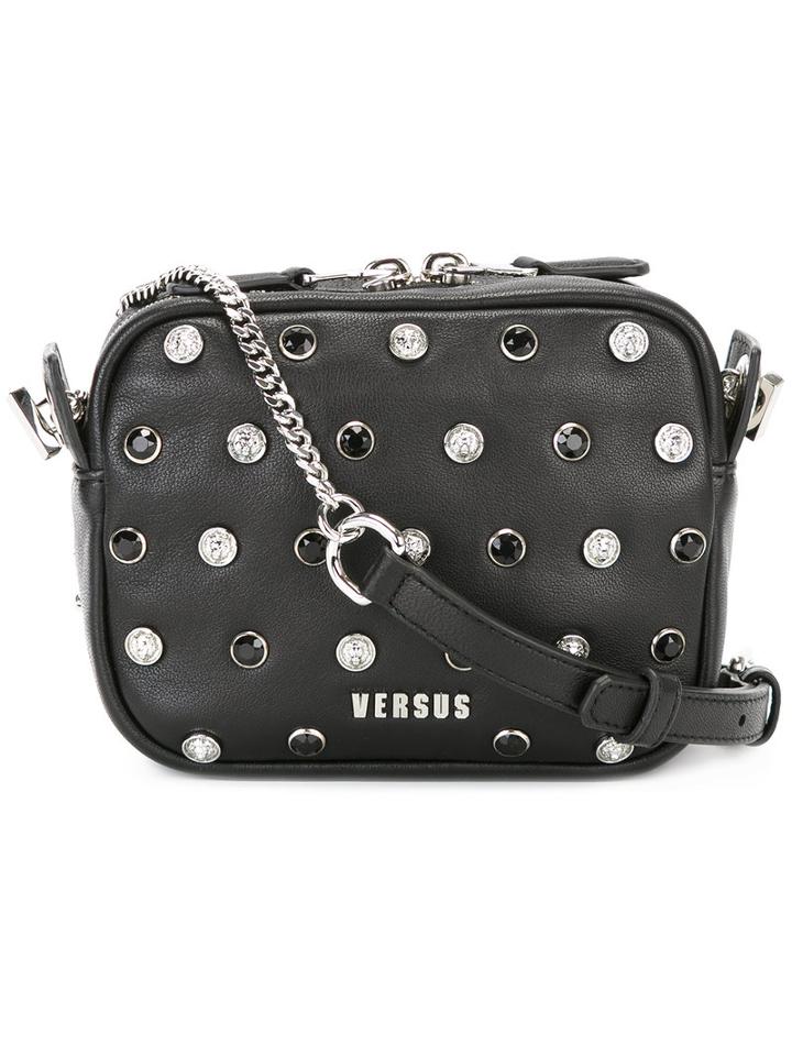 Versus Lion Head Stud Crossbody Bag, Black, Lamb Skin