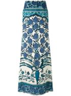 Roberto Cavalli Carnation Print Maxi Skirt, Women's, Size: 46, Blue, Silk