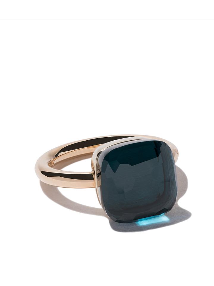 Pomellato 18kt Rose & White Gold Maxi Nudo Blue Topaz Ring -