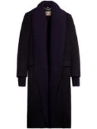 Burberry Cashmere Detachable Rib Knit Collar Coat - Blue