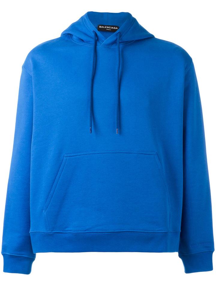 Balenciaga Logo Embroidered Hoodie, Men's, Size: Xs, Blue, Cotton/viscose