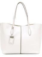 Tod S Large Joy Tote, Women's, White, Calf Leather/calf Suede