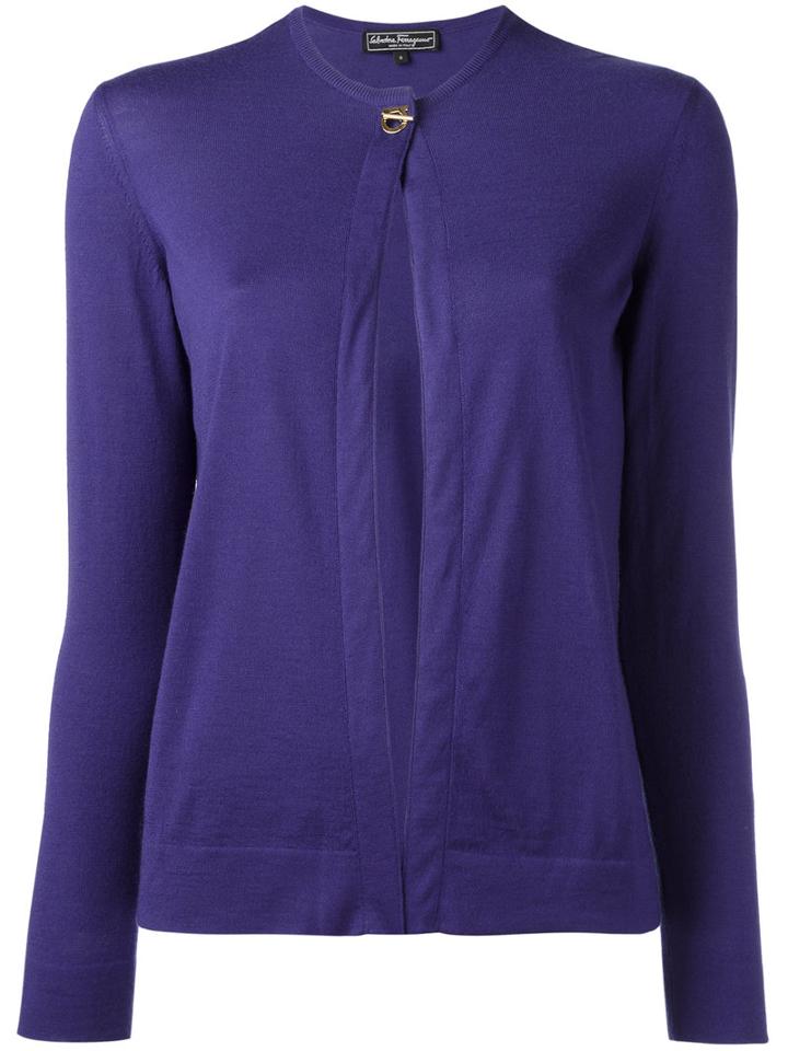 Salvatore Ferragamo Single Button Cardigan, Women's, Size: Xl, Blue, Cashmere/silk