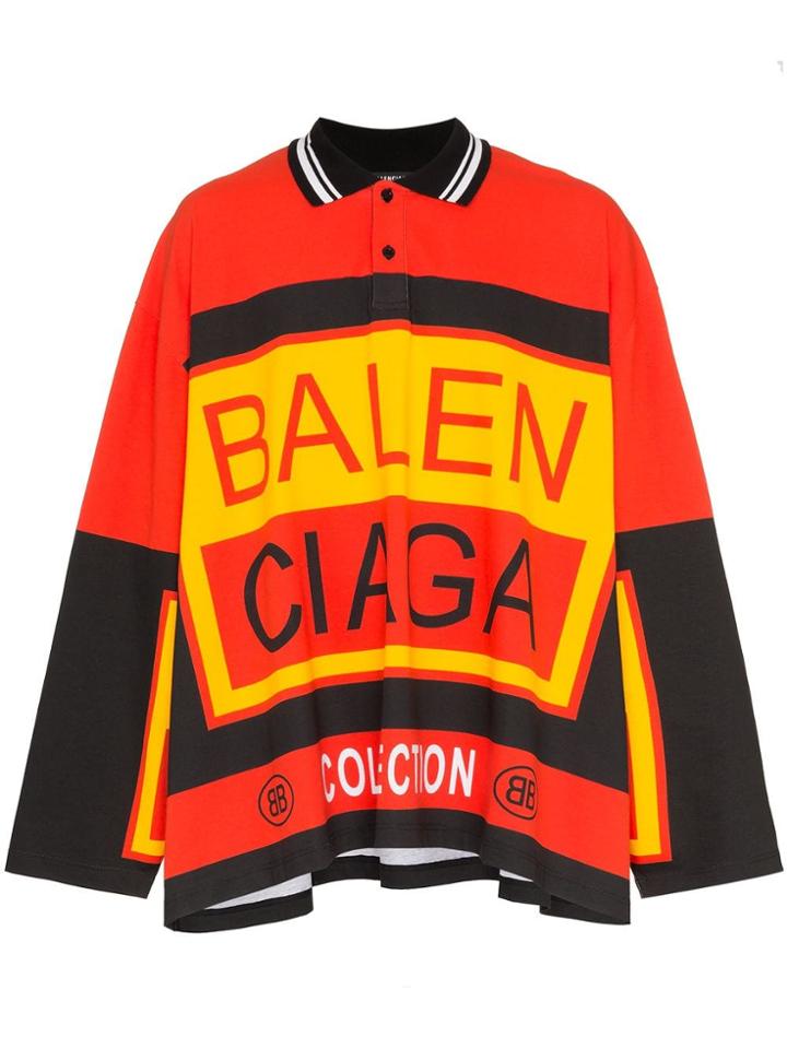 Balenciaga Logo Print Polo Shirt - Red