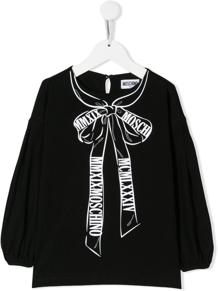Moschino Kids Bow Print Top - Black