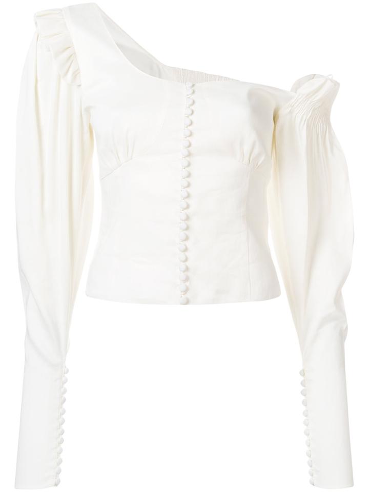 Magda Butrym Off-shoulder Button Blouse - White