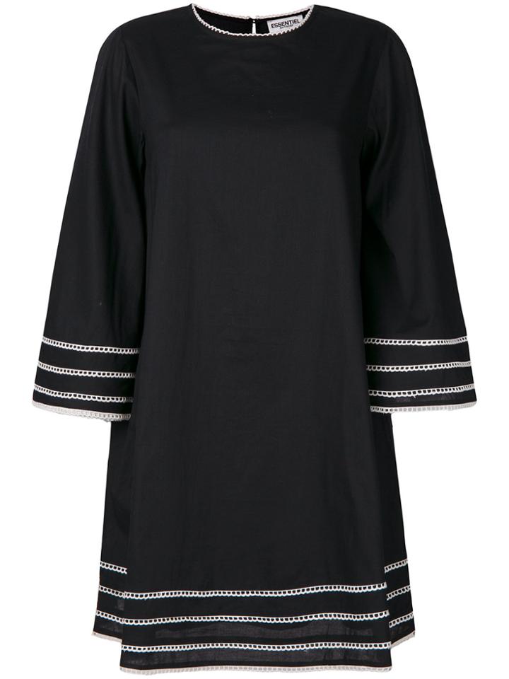 Essentiel Antwerp Embroidered Trim Shift Dress - Black