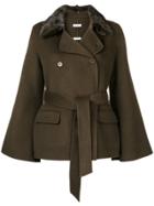 P.a.r.o.s.h. Fur Collar Double-breasted Jacket - Green