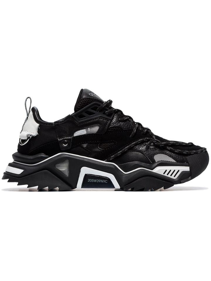 Calvin Klein 205w39nyc Black Strike Chunky Mesh Leather Sneakers
