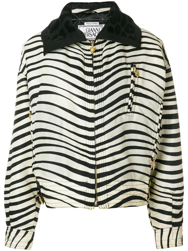 Versace Vintage Zebra Printed Jacket - White