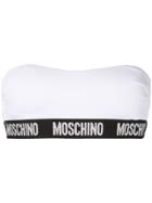 Moschino Logo Band Bandeau Bikini Top - White