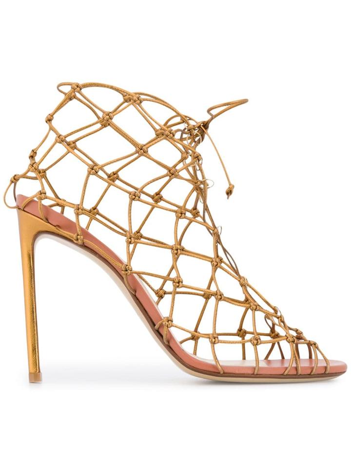 Francesco Russo Fishnet Sandals - Gold