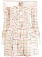 Elisabetta Franchi Belted Off-the-shoulder Dress - Neutrals