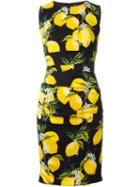 Dolce & Gabbana Lemon (yellow) Print Dress, Women's, Size: 40, Silk/spandex/elastane