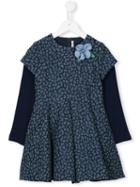Loredana - Flower Corsage Patterned Dress - Kids - Cotton/acrylic/polyamide/other Fibers - 2 Yrs, Blue