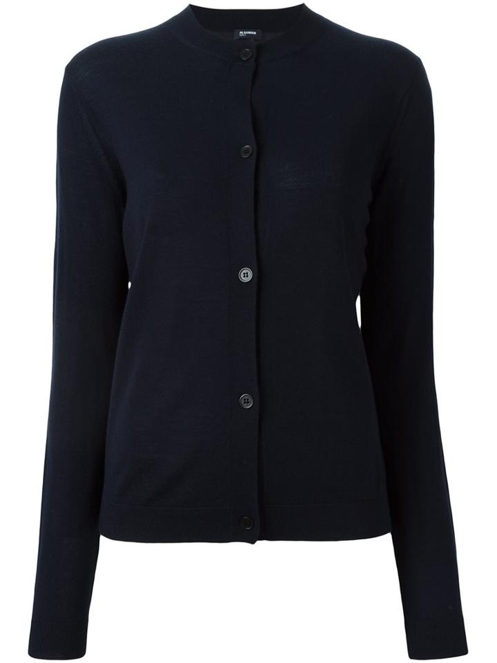 Jil Sander Navy Classic Cardigan, Women's, Size: Medium, Blue, Wool