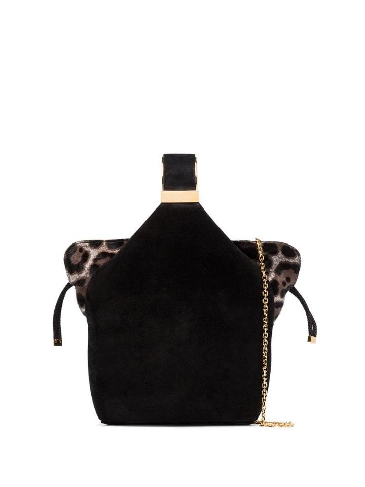 Bienen Davis Black Kit Leather And Leopard Print Bucket Bag