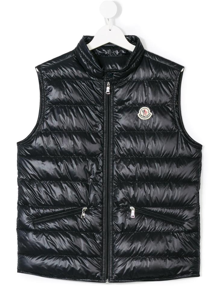 Moncler Kids Logo Patch Down Gilet - Blue