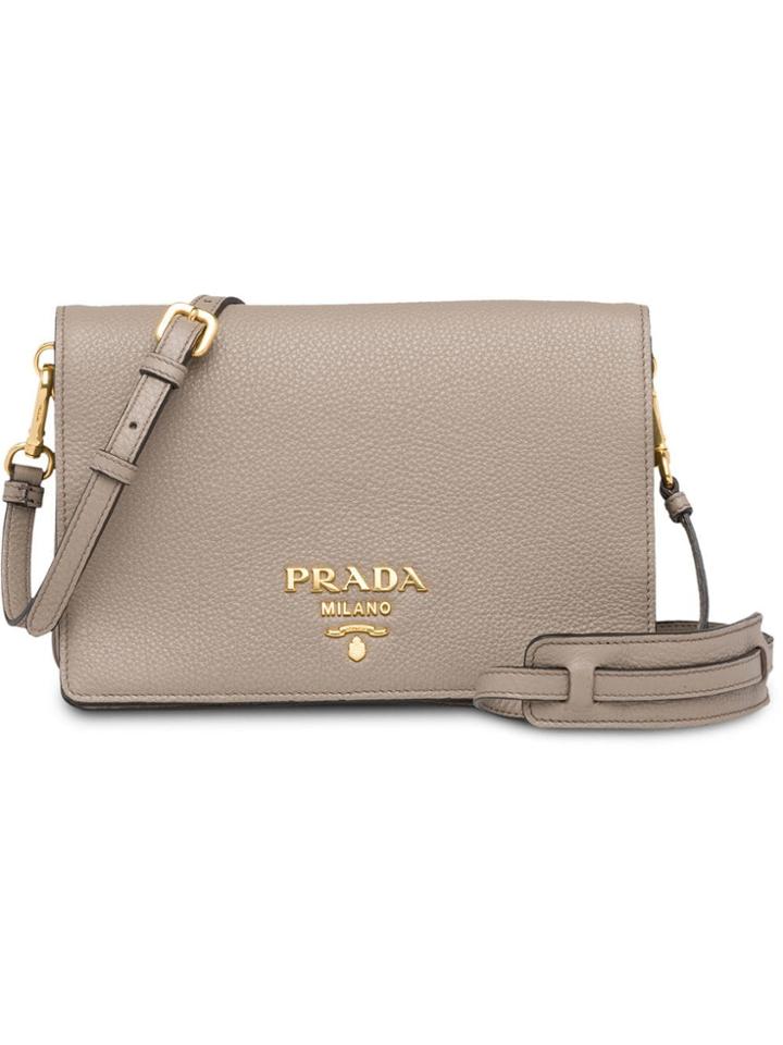 Prada Pebbled Shoulder Bag - Neutrals