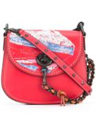 Coach Sequins Embellished Saddle Bag, Women's, Red, Leather