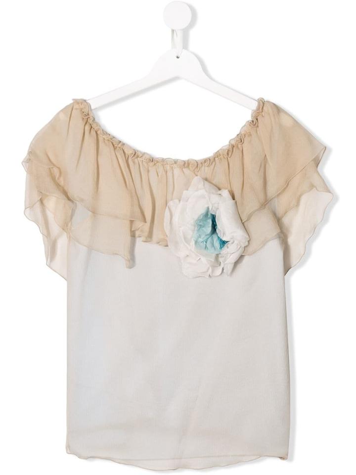 La Stupenderia Teen Floral Applique Top - Neutrals