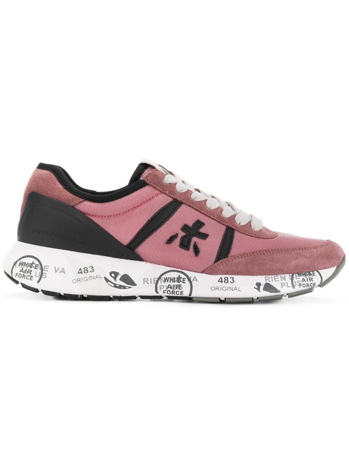 Premiata Embroidered Detail Lace-up Sneakers - Pink & Purple