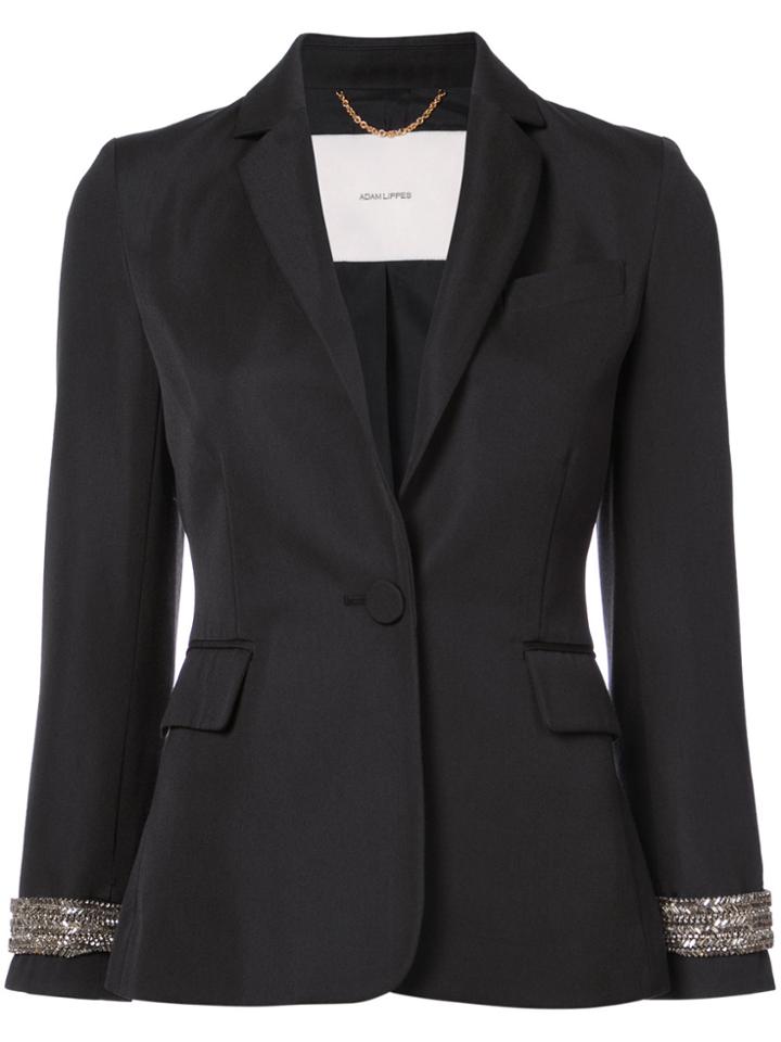 Adam Lippes Crystal Embellished Cuff Blazer - Black