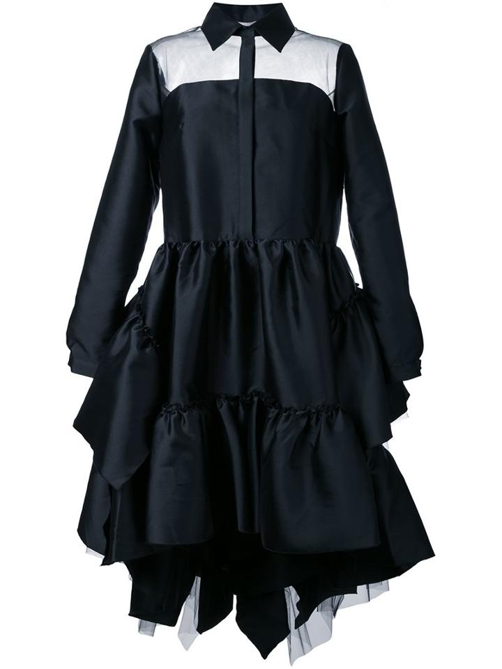 Natasha Zinko High Low Shirt Dress, Women's, Size: 40, Black, Polyester