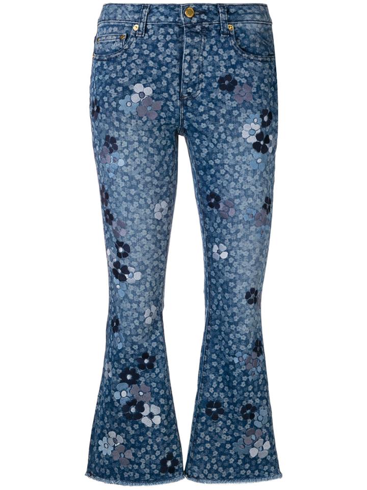 Michael Michael Kors Floral Printed Flared Jeans - Blue