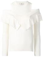Fendi Ruffle Cold-shoulder Sweater - White
