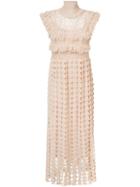 Ryan Roche - Crochet Dress - Women - Cashmere - M, Nude/neutrals, Cashmere