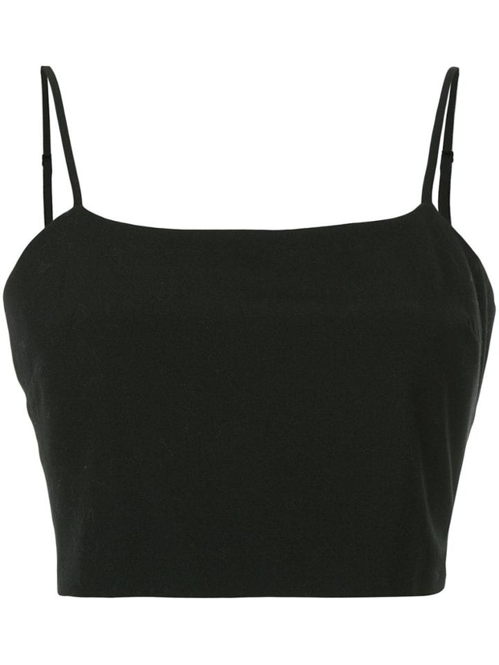 T By Alexander Wang Cropped Spaghetti Strap Top - Black