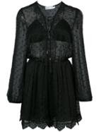 Zimmermann - Embroidered Sheer Playsuit - Women - Silk - 1, Black, Silk